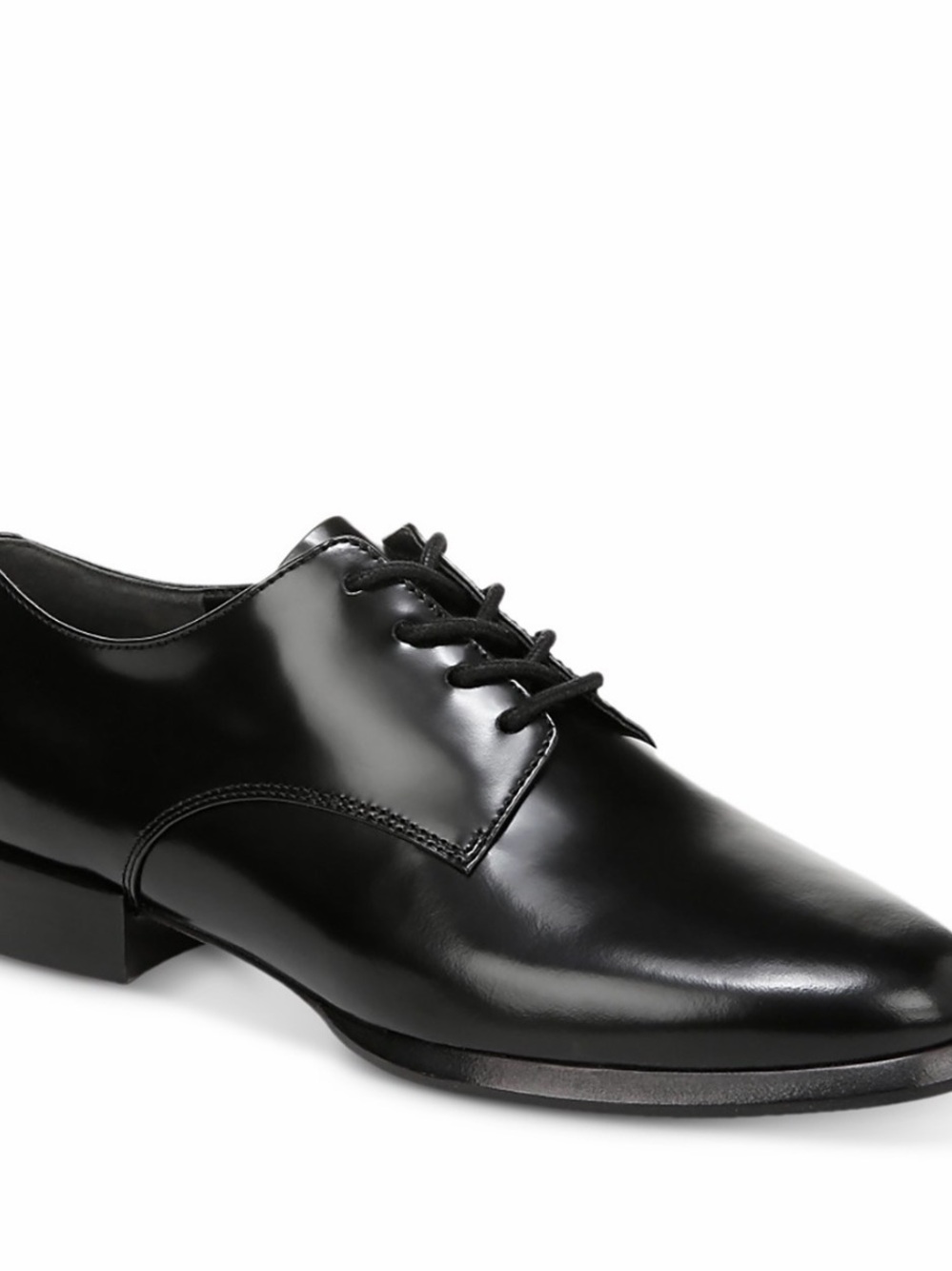Vince Women's  Niko Black Leather Lace-Up Flats